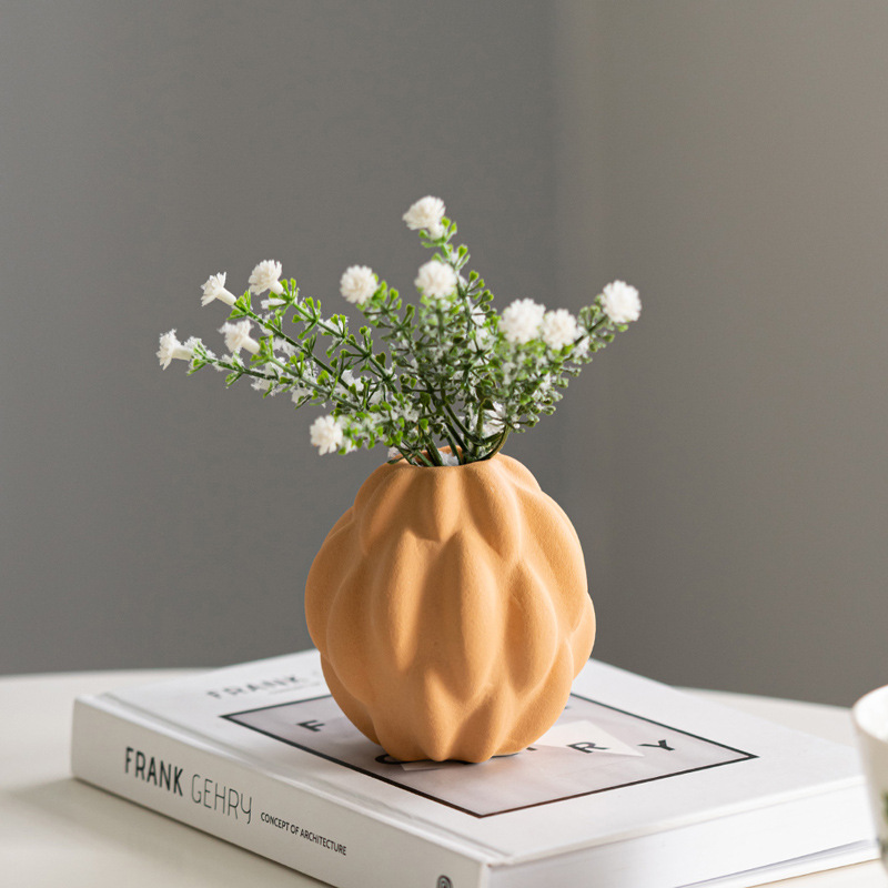 Conjunto de vasos de cerâmica de arte personalizada OEM (S/M/L), vaso de flores em botão texturizado fosco moderno para fornecimento por atacado a granel