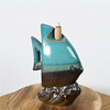  Blue Ceramic Fish Cachowflow Backfense Burner Ornament Waterfall Backflow Incense Cone