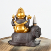 Cerâmico Ganesha Estilo 2 senta-se no elefante cachoeira backflow incenso cone backflow cerâmico incenso queimador