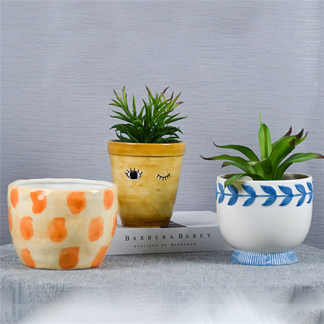 Varanda casa decoração de mesa vaso plantador expressão facial planta cerâmica vaso