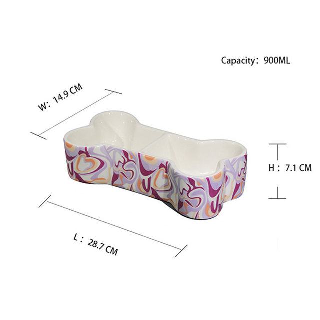 Estilo ósseo Pegadas de cachorro tigela de água tigela de grão adorável produtos para animais tigela única tigela de cerâmica