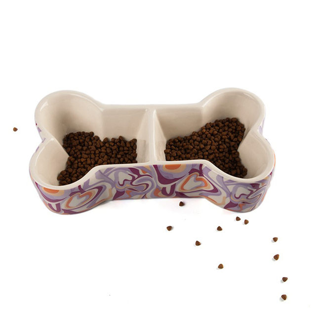 Bacia do alimento da forma do osso Bacia cerâmica do alimento da bacia dos alimentos para animais de estimação bacia adorável dos alimentos para animais de estimação
