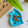 Alimentador de animais de estimação de prato de cerâmica de estilo de gato tigela de cachorro de cerâmica azul
