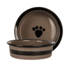 Círculo preto com pegadas Alimentador de cachorro circular de cerâmica impresso Alimentador de cerâmica rosa Pet Bowl