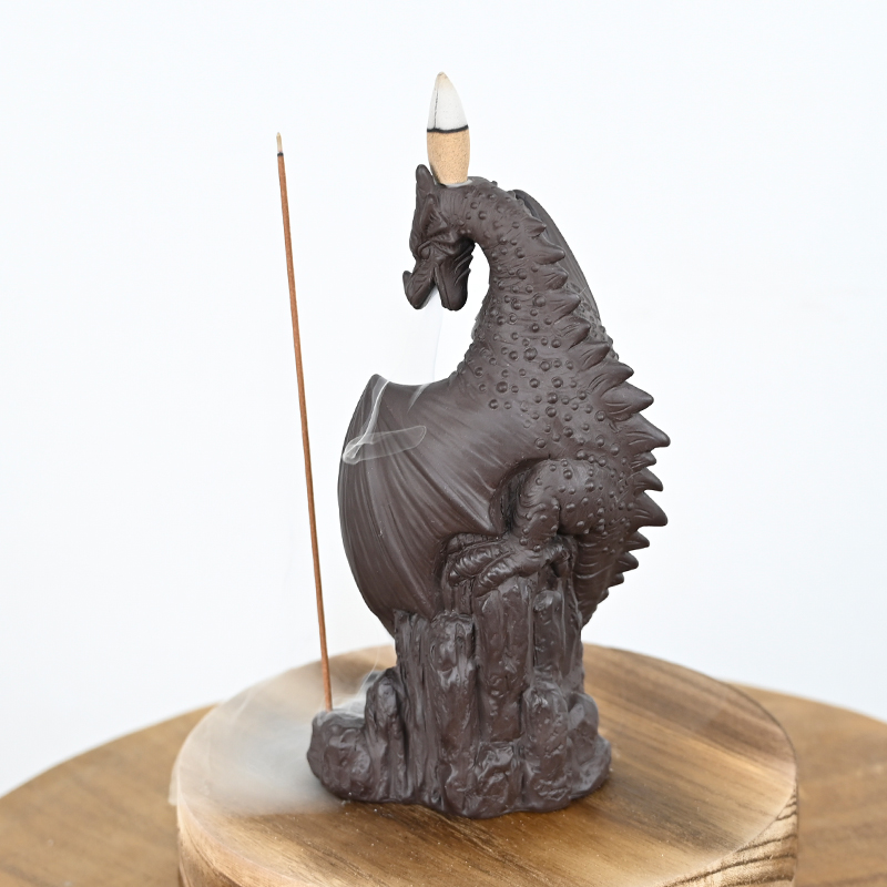 Queimador de incenso de retrofluxo de dragão de cerâmica Suportes de cone de incenso em cascata