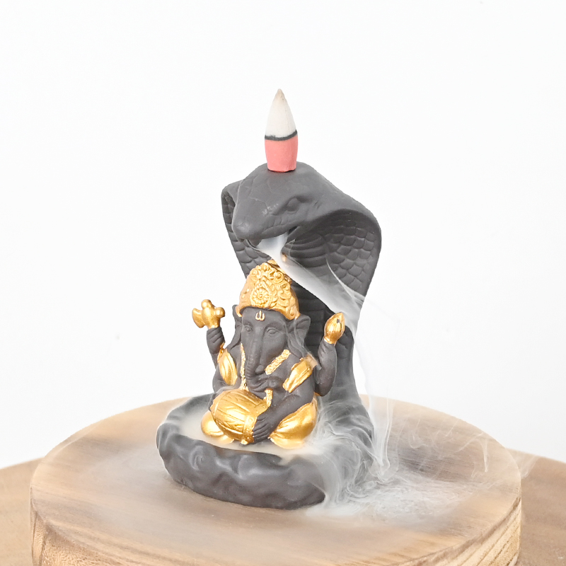 Decoração em casa Ganesha estátua Casa cerâmica queimador de incenso de refluxo 