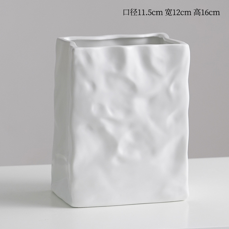 Vaso de cerâmica de decoração de design quadrado