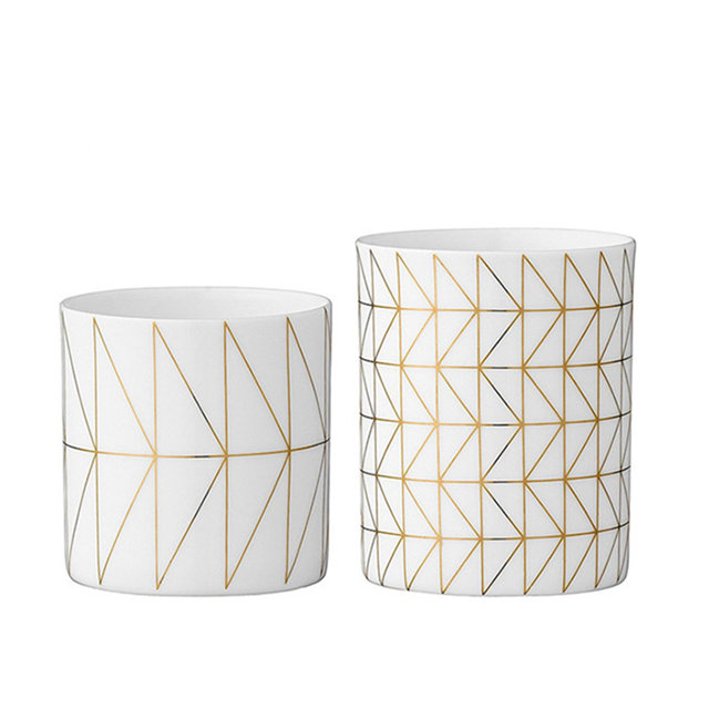 Copo cerâmico impresso da vela da listra do ouro