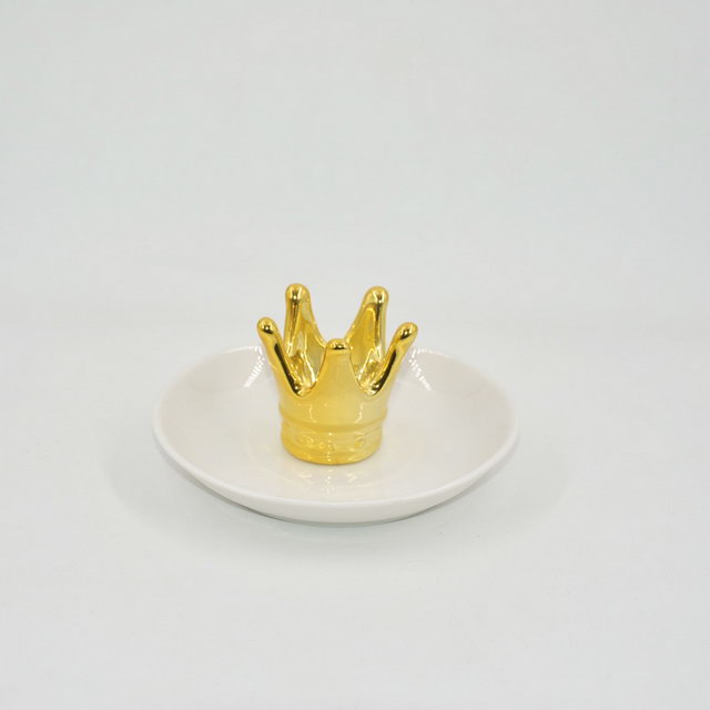 Coruja dourada Estilo Decoração de casamento Bandeja de jóias Presente Bandeja Trinket Suporte de anel de casamento de cerâmica