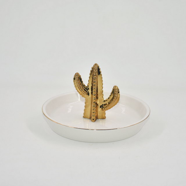 Forma de abacaxi dourado Decoração de casa Bandeja de exibição de jóias de presente de casamento Presente de casamento Suporte de anel de cerâmica Bandeja de bugiganga personalizada