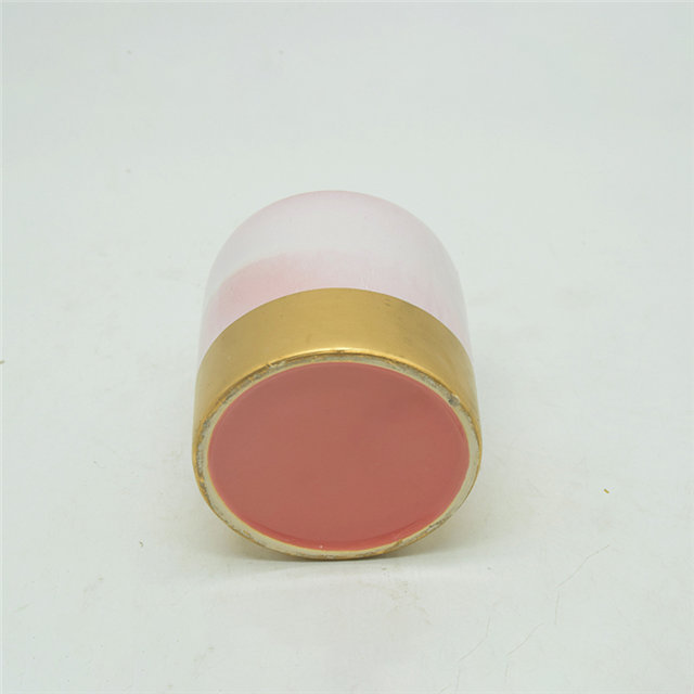 rosa chapeado rosa e ouro manchado design copo de vela de cerâmica