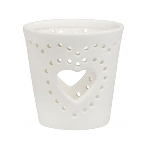 Copo de vela cerâmica coração oco