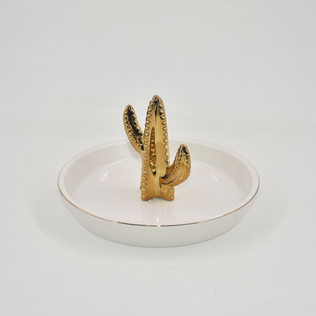 Forma de abacaxi dourado Decoração de casa Bandeja de exibição de jóias de presente de casamento Presente de casamento Suporte de anel de cerâmica Bandeja de bugiganga personalizada