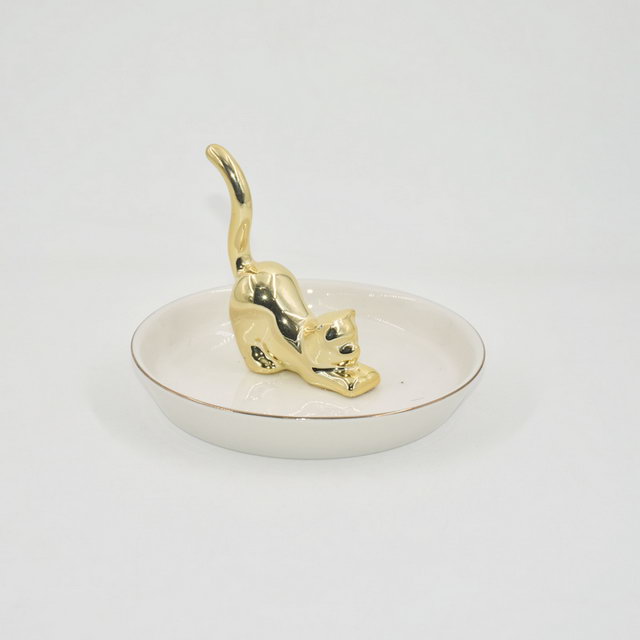 Ouro Milu Deer Design Home Decor Presente Bandeja de Exibição de Jóias Presente de Casamento Titular Anel de Cerâmica Bandeja Trinket Personalizado
