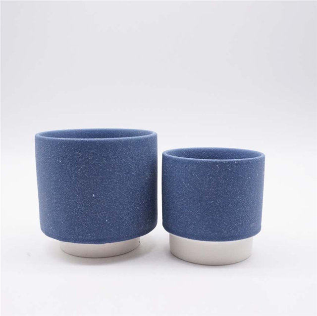 Conjunto de copo de vela de cerâmica azul rosa cerâmica