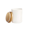 Pote de cerâmica branca Com tampa de bambu Armazenar biscoitos doces café Jarro de cerâmica