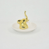 Forma de Elefante dourado Decoração de Casamento Bandeja de Jóias de Presente Bandeja de Trinket Suporte de Anel de Casamento de Cerâmica