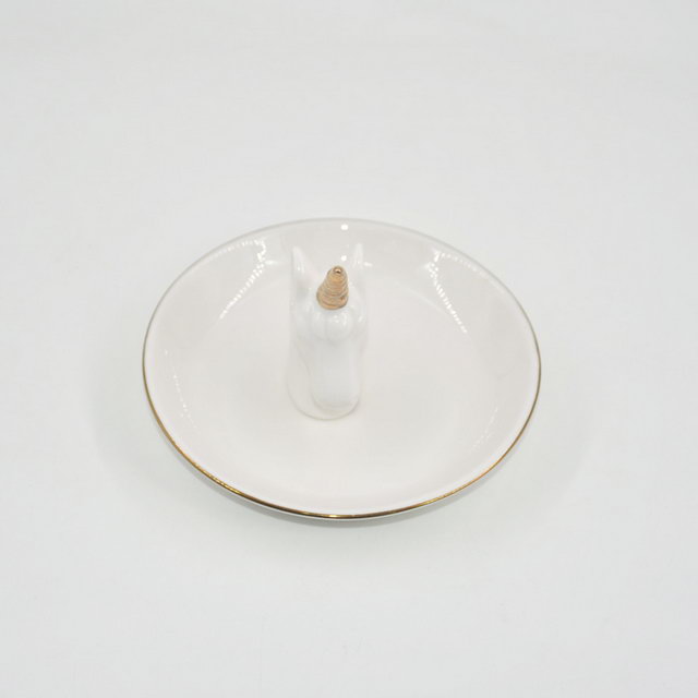 Estilo elegante Decoração para casa Bandeja de presente Trinket Suporte de anel de casamento de cerâmica Bandeja de exibição de jóias