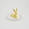Ouro Milu Deer Design Home Decor Presente Bandeja de Exibição de Jóias Presente de Casamento Titular Anel de Cerâmica Bandeja Trinket Personalizado