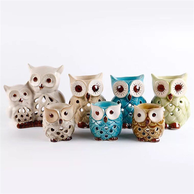 no casamento usar jarro de vela de cerâmica coruja galvanoplastia