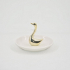 Cisne dourada Forma Decoração de Casa Presente Bandeja de Exibição de Jóias Presente de Casamento Suporte de Anel de Cerâmica Bandeja de Trinket Personalizado