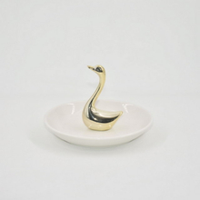 Cisne dourada Forma Decoração de Casa Presente Bandeja de Exibição de Jóias Presente de Casamento Suporte de Anel de Cerâmica Bandeja de Trinket Personalizado