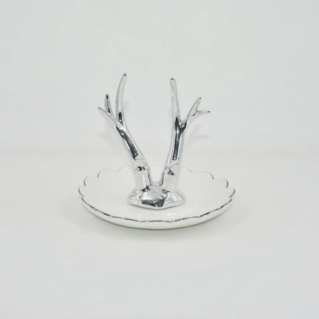 Estilo elegante Decoração para casa Bandeja de presente Trinket Suporte de anel de casamento de cerâmica Bandeja de exibição de jóias