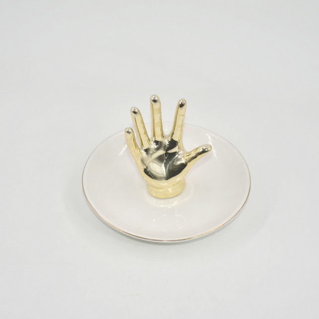Estilo de sapato de ouro Decoração de casa Presente Bandeja de exibição de jóias Presente de casamento Suporte de anel de cerâmica Bandeja de bugiganga personalizada