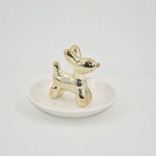 Estilo cão dourado Decoração para casa Presente Bandeja Trinket Bandeja de jóias Presente de casamento Suporte de anel de cerâmica