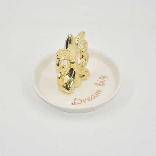 Design popular Decoração de Casa Presente Bandeja de Exibição de Jóias Presente de Casamento Suporte de Anel de Cerâmica Bandeja de Trinket Personalizado