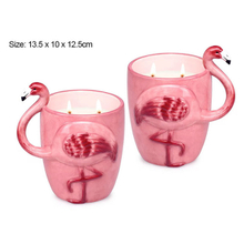 Copo cerâmico da vela do flamingo cor-de-rosa 3D