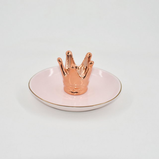 Coruja dourada Estilo Decoração de casamento Bandeja de jóias Presente Bandeja Trinket Suporte de anel de casamento de cerâmica