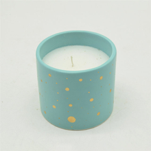 Copos de vela de cerâmica manchados de azul e dourado