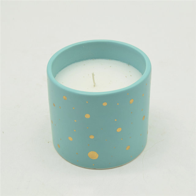 Copos de vela de cerâmica manchados de azul e dourado