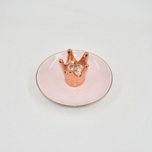 Rose Design Coroa de Ouro Decoração de Casamento Presente Bandeja de Jóias Bandeja Trinket Titular Anel de Casamento de Cerâmica