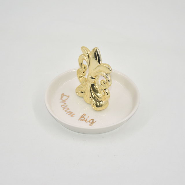 Design popular Decoração de Casa Presente Bandeja de Exibição de Jóias Presente de Casamento Suporte de Anel de Cerâmica Bandeja de Trinket Personalizado