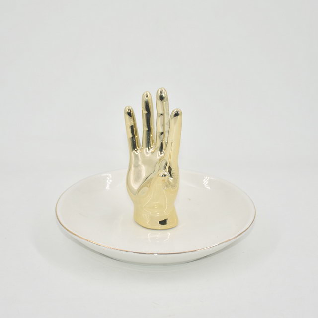 Estilo de sapato de ouro Decoração de casa Presente Bandeja de exibição de jóias Presente de casamento Suporte de anel de cerâmica Bandeja de bugiganga personalizada