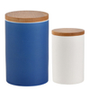 Frasco de armazenamento de vasilha de cerâmica Recipiente para jarro de chá Frasco de porcelana e tampa de bambu com tampa de bambu (hermética) (Matt White, embalagem 2)