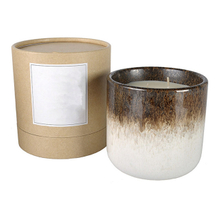 duas cores superior marrom e fundo branco copos redondos de vela de cerâmica