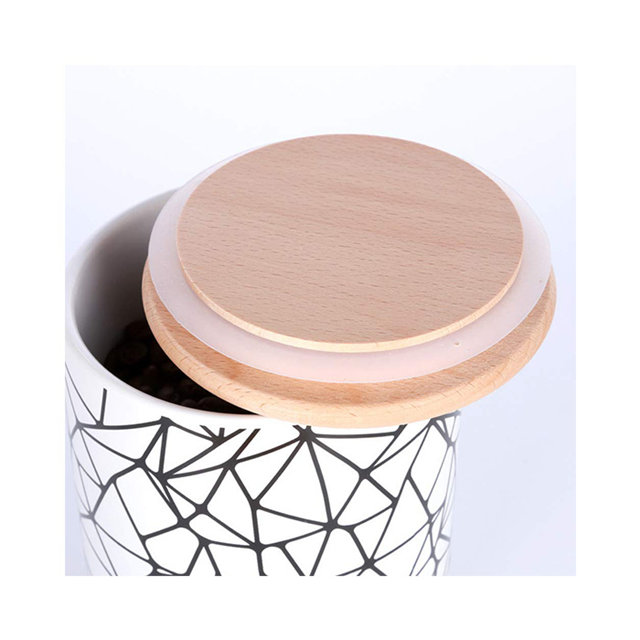 com tampa de bambu tampa de mármore esmalte vaso de cerâmica