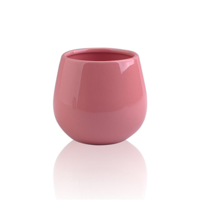 Taça de vela cerâmica rosa