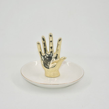 Mão de ouro Design de Decoração Para Casa Presente Bandeja de Exibição de Jóias Presente de Casamento Suporte de Anel de Cerâmica Bandeja de Trinket Personalizado