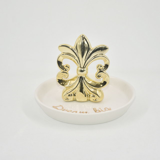 Design popular Decoração de Casa Presente Bandeja de Exibição de Jóias Presente de Casamento Suporte de Anel de Cerâmica Bandeja de Trinket Personalizado