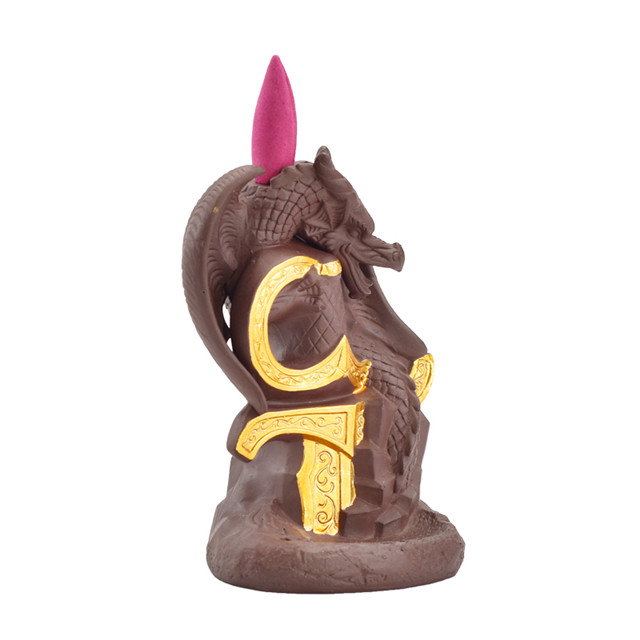 Soquete de incenso de cerâmica Cachoeira de refluxo incenso dragão de cerâmica usando uma espada queimador de incenso de refluxo