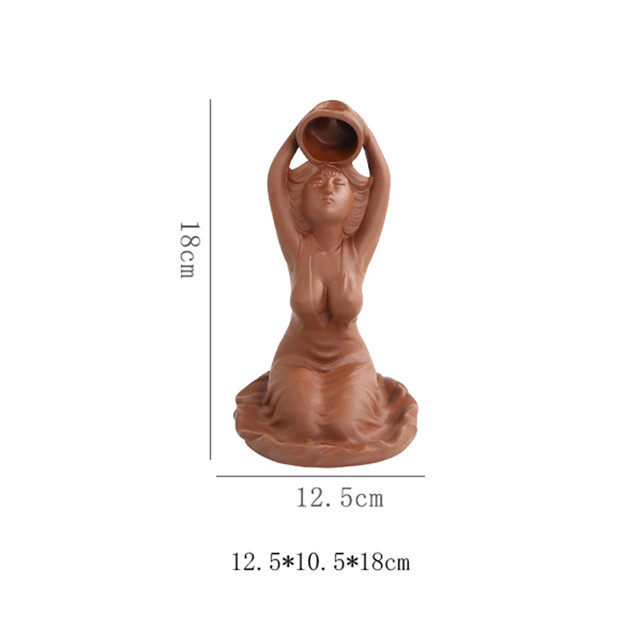 Deusa cerâmica banha fragrância fluindo queimador de incenso de refluxo cerâmico