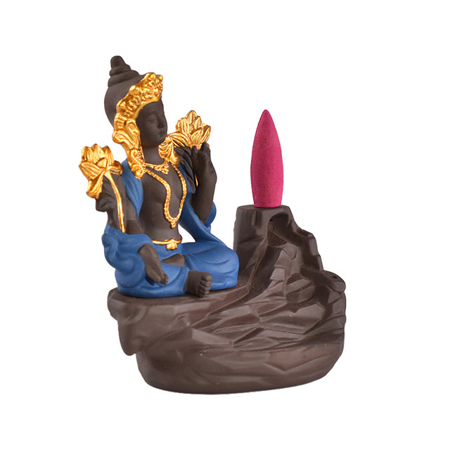 Mobiliário doméstico Decorar Estátua de Cerâmica azul Deusa Queimador de Incenso de Cerâmica