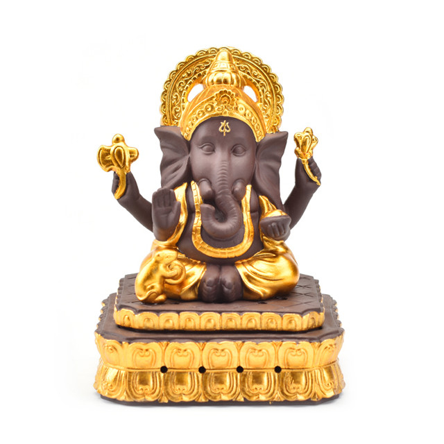 Cerâmica Golden Ganesha Incense Burner Suppler Censador de Cenário Cacho 