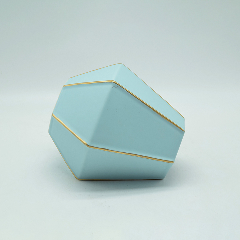 Mobiliário doméstico Decoração Vaso de cerâmica de mesa Decoração de mesa Poliedrosis Wathet Vaso de cerâmica