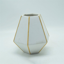 Mobiliário doméstico Decoração Vaso de cerâmica de mesa Decoração de mesa Poliedrosis Vaso de cerâmica branco cinza