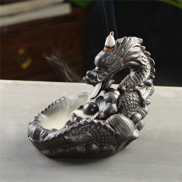 Rosca Soquete de Incenso Cerâmica Cachoeira Refluxo Incenso Grande dragão Dragão jogar pérola Cerâmica dedos cidra Dragão Retorno Queimador de Incenso